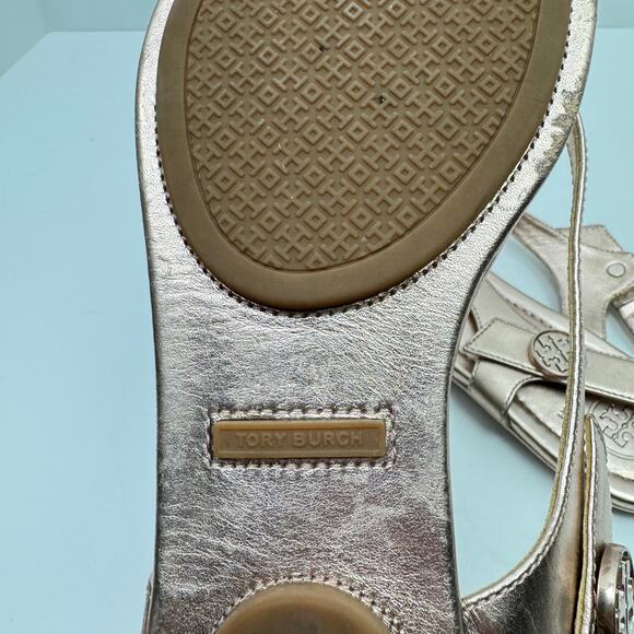 Tory Burch | Minnie Metallic Rose Gold Flat Slingback Flip Flop Travel Sandals - Picture 12 of 13